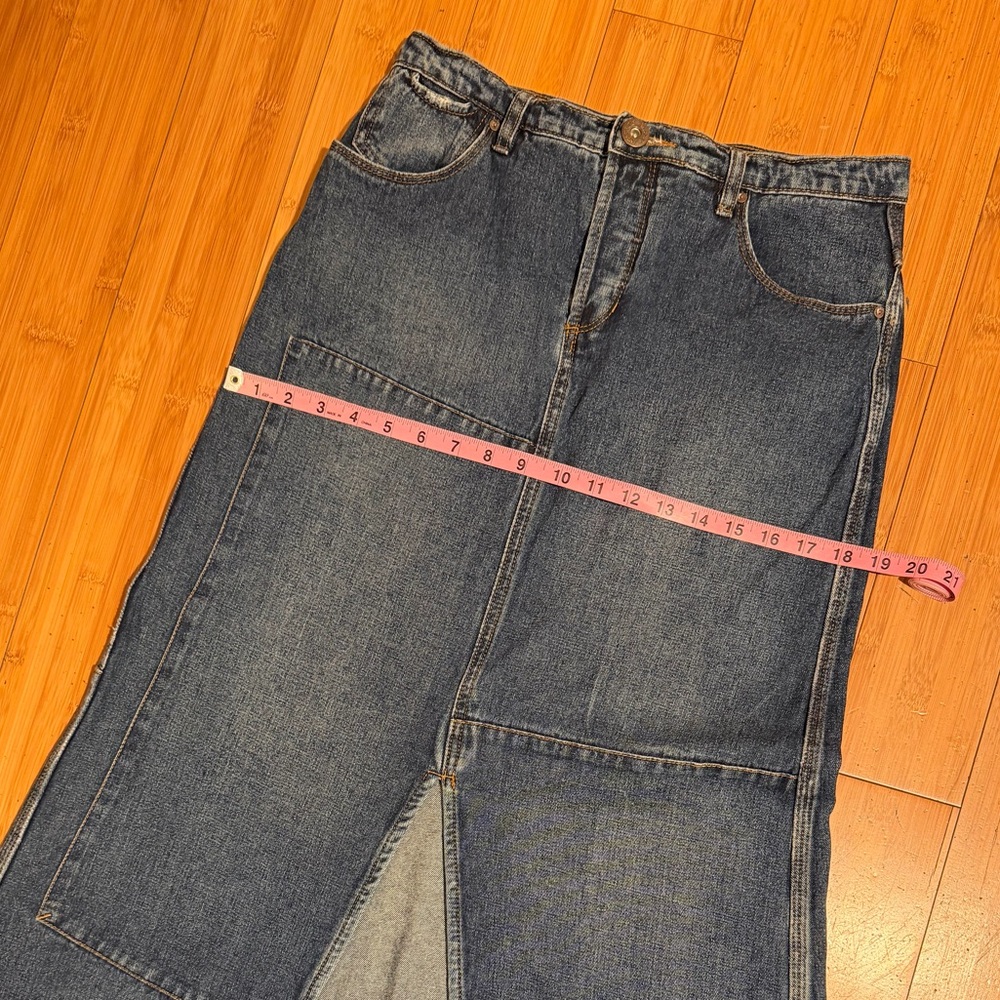 Free People Leanne Patchwork Denim Maxi Skirt Size 28 - Picture 12 of 16